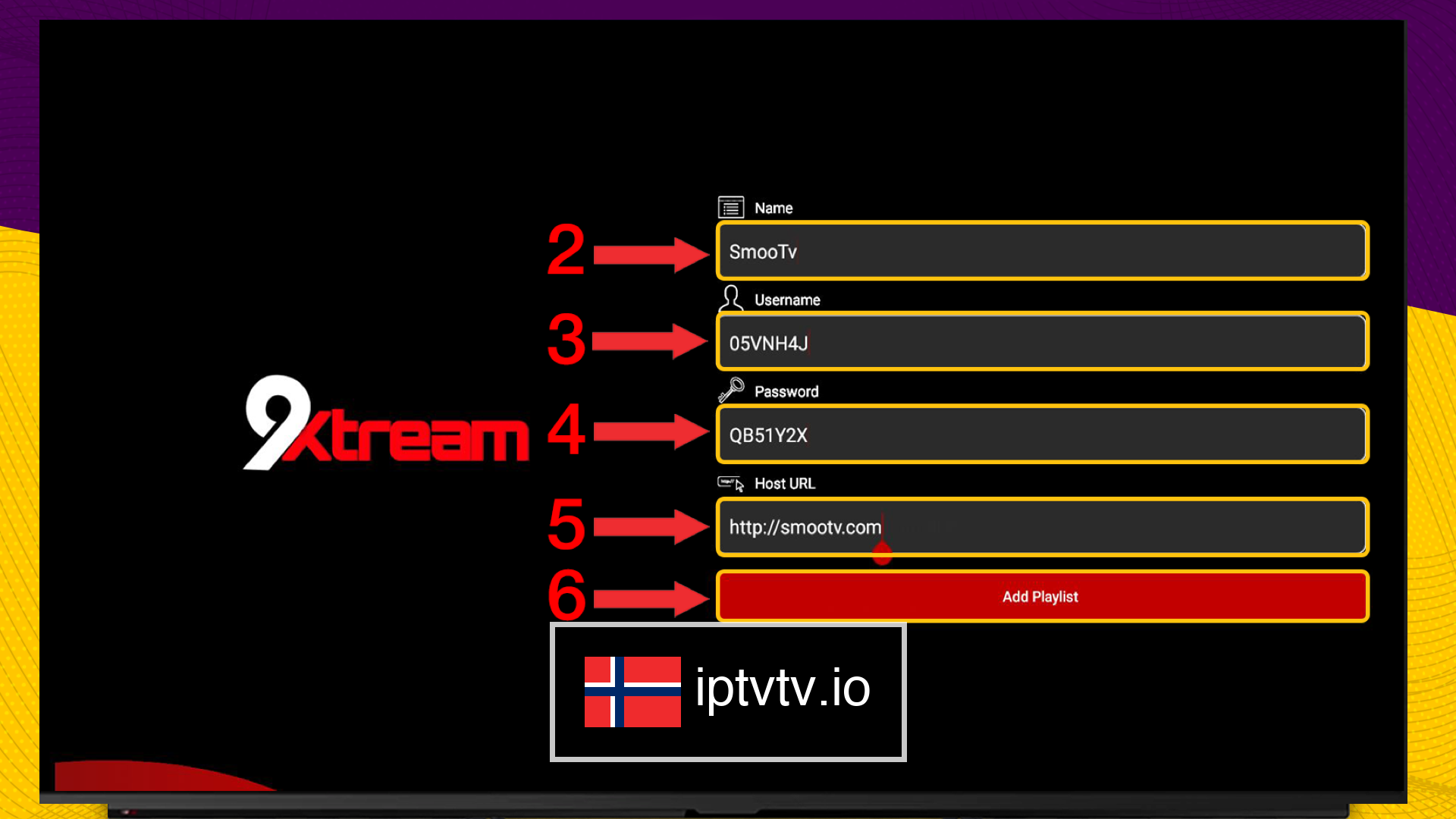 Skriv inn legitimasjonen din for IPTV på 9XStream IPTV