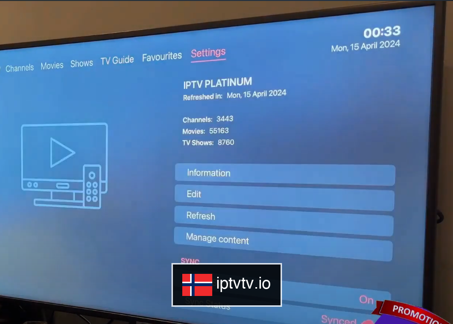 Konfigurer innstillinger og synkronisering for IPTV på Apple TV