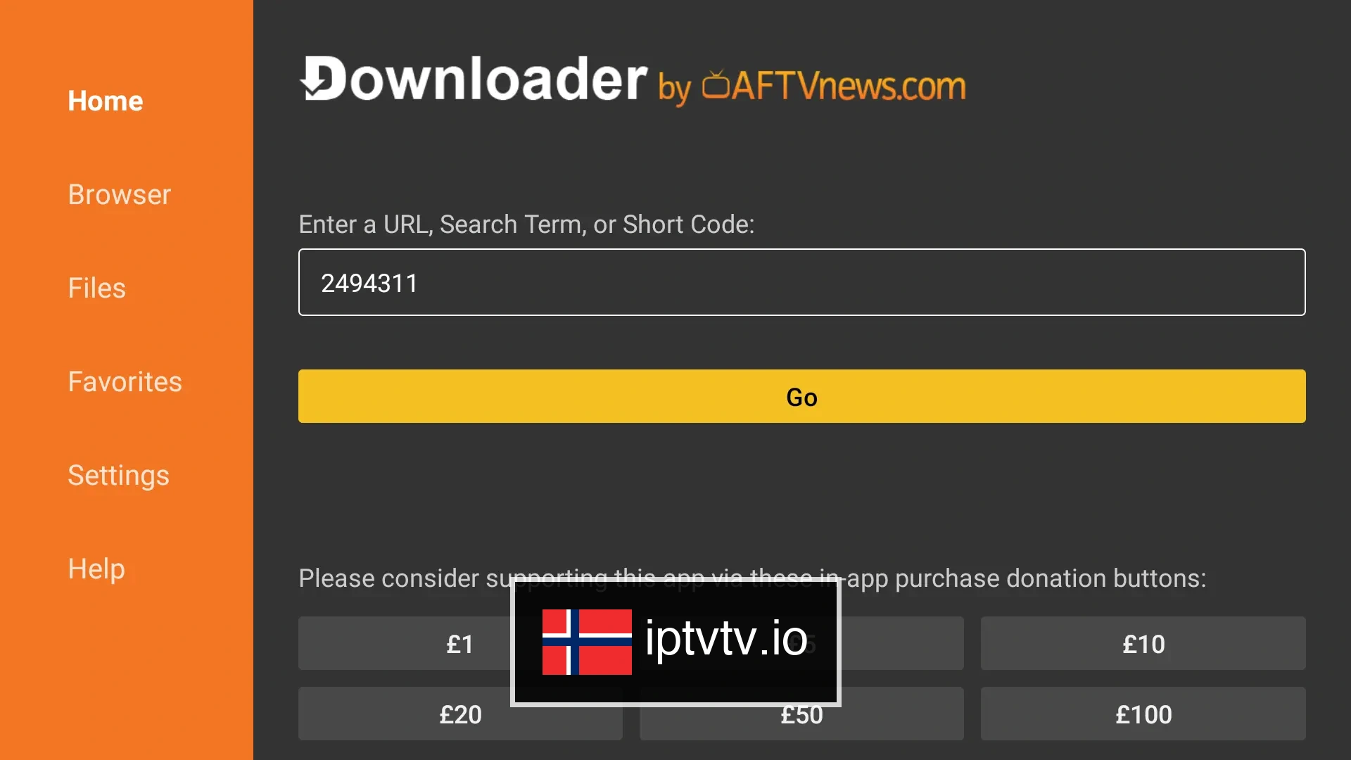 Skriv inn Downloader-appkode 780815 for IPTV Smarters Pro på Firestick