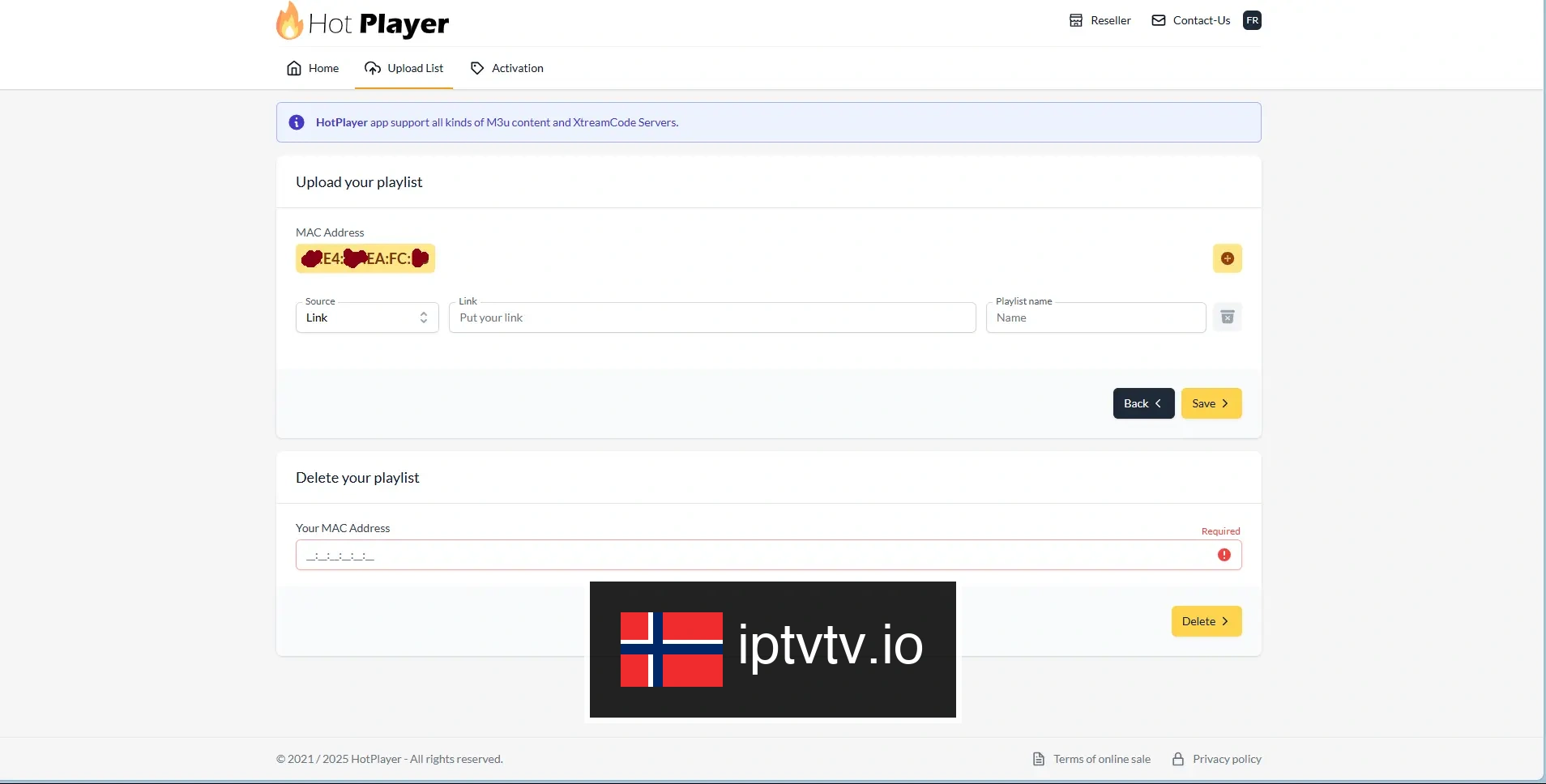 Legg til M3U-spillelisten din for IPTV på Hot Player