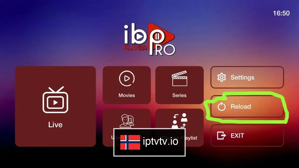 Last på nytt og se etter IPTV på appen