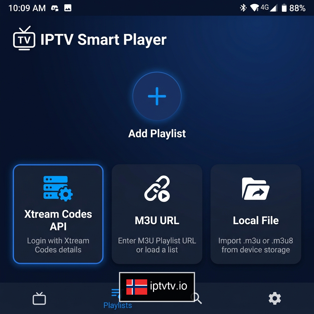 Velg påloggingstype for IPTV på appen