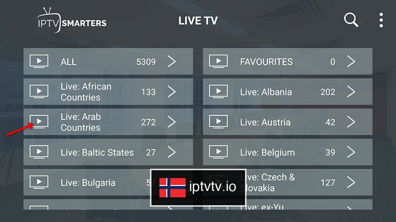 1. Bla gjennom kategorier for IPTV på IPTV Smarters Pro