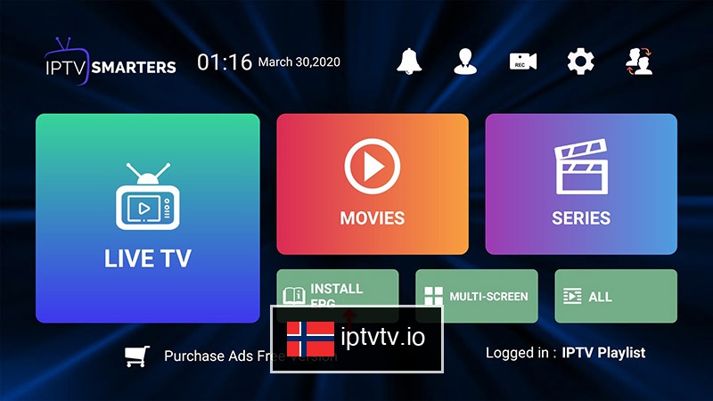1. Klikk Installer EPG for IPTV på IPTV Smarters Pro