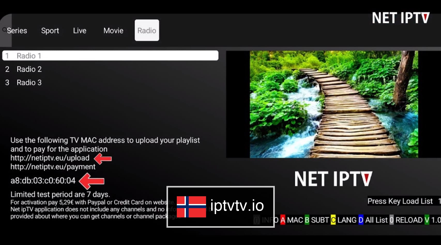 Last opp M3U-spillelisten for IPTV på Net IPTV