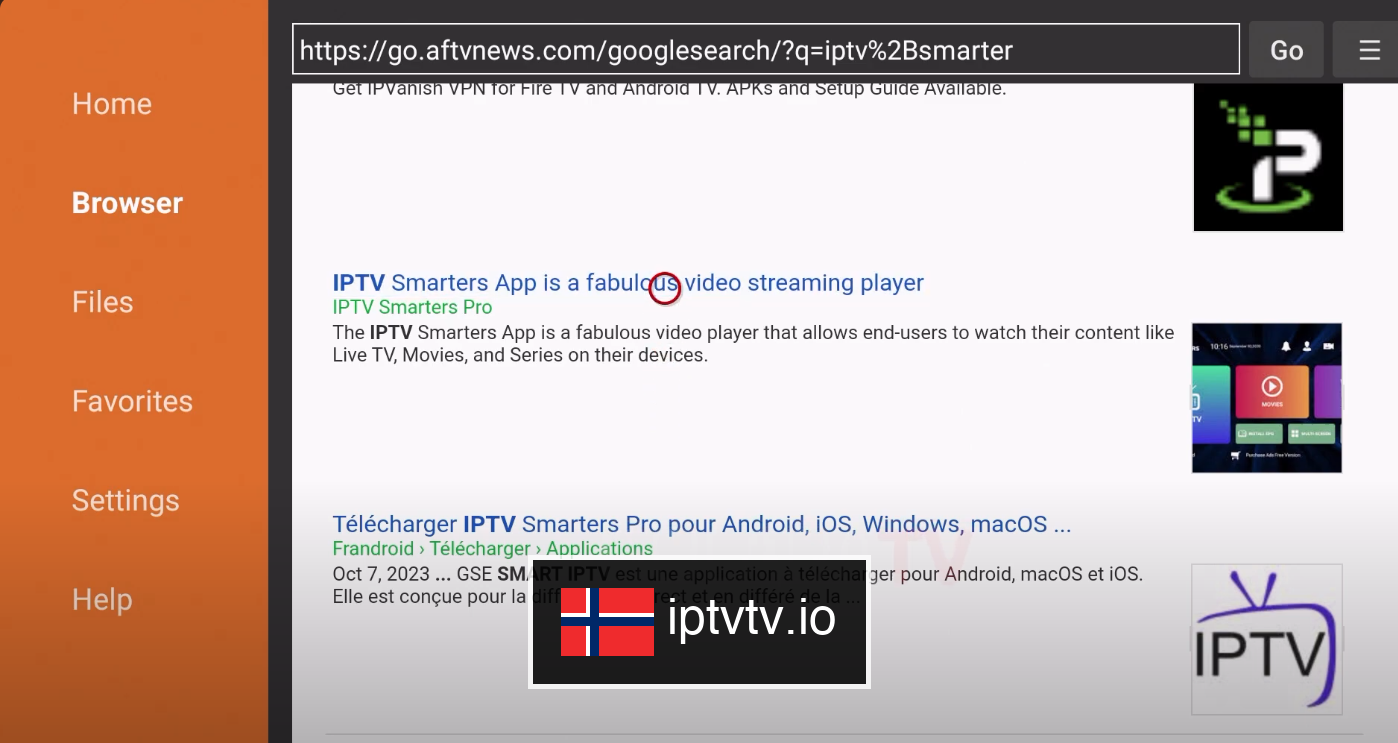 Søk etter IPTV Smarters i Downloader