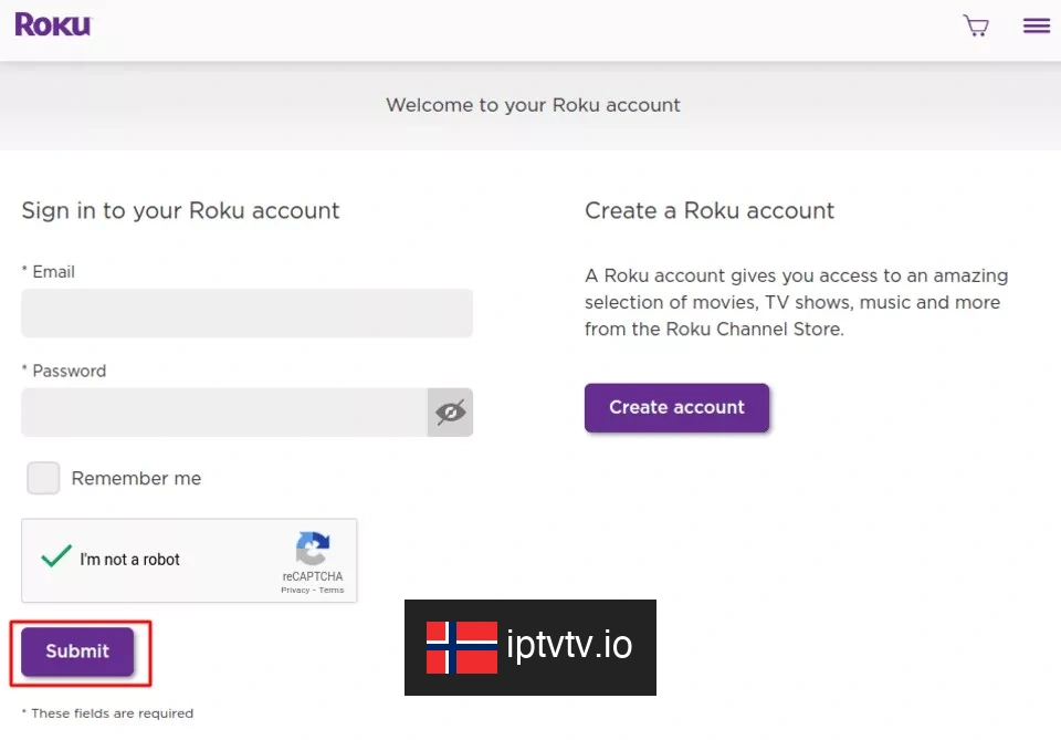 Logg på Roku Online for IPTV på enheten