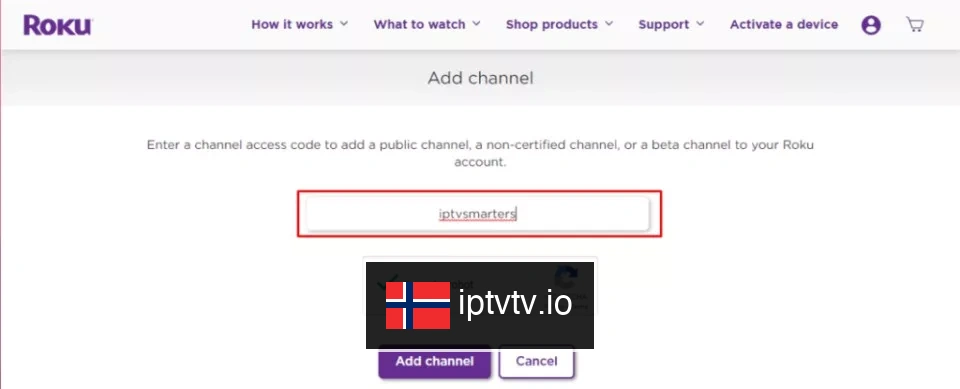 Skriv inn kanalkode for IPTV på enheten