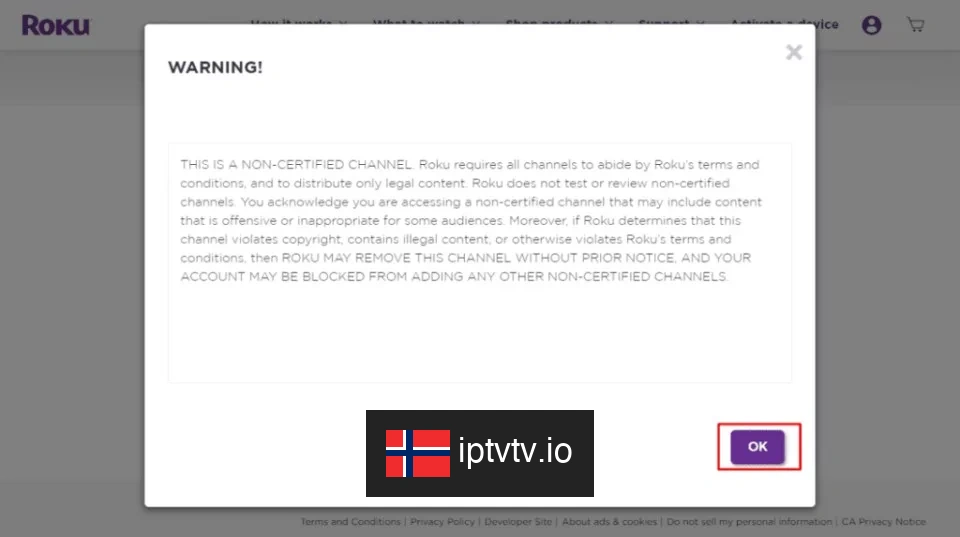 Bekreft tillegg for IPTV på enheten