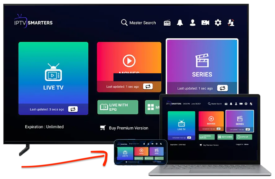 IPTV Smarters Pro App-grensesnitt på Smart TV